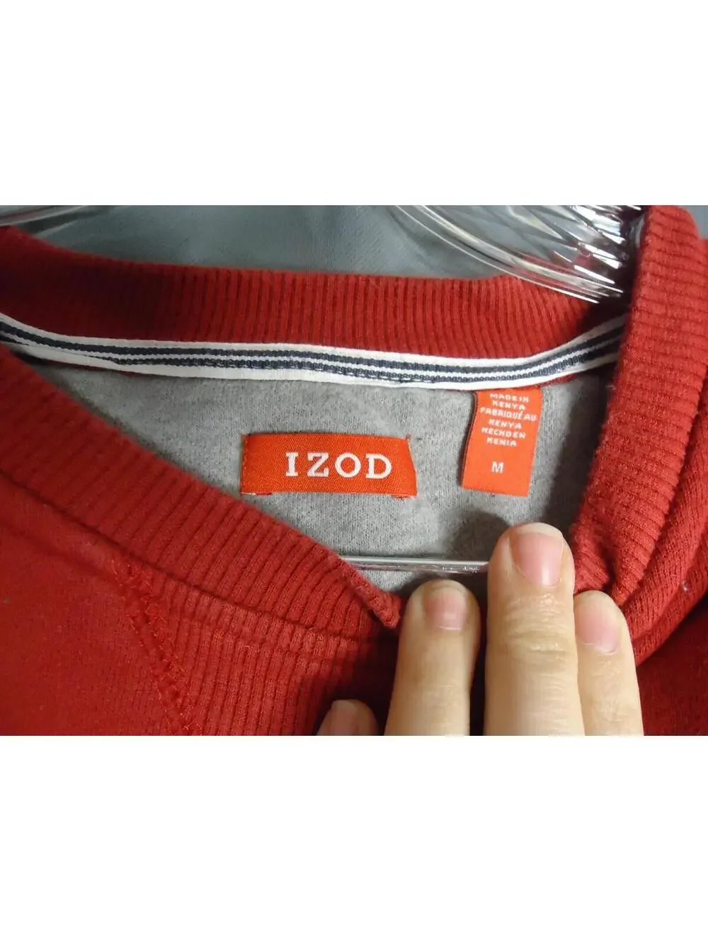 IZOD Red Sweater Long Sleeve Crew Neck Pullover Cotton Blend Mens Size Medium